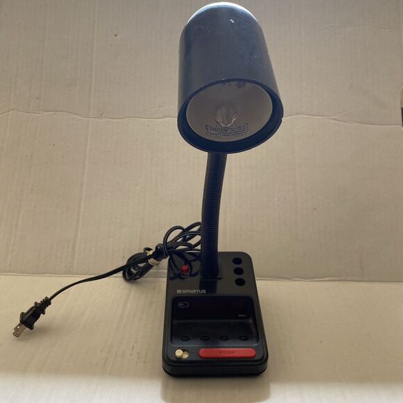 VTG Spartus Model 1182-64 Desk Lamp Digital Alarm Clock Gooseneck Light Black - Picture 6 of 9